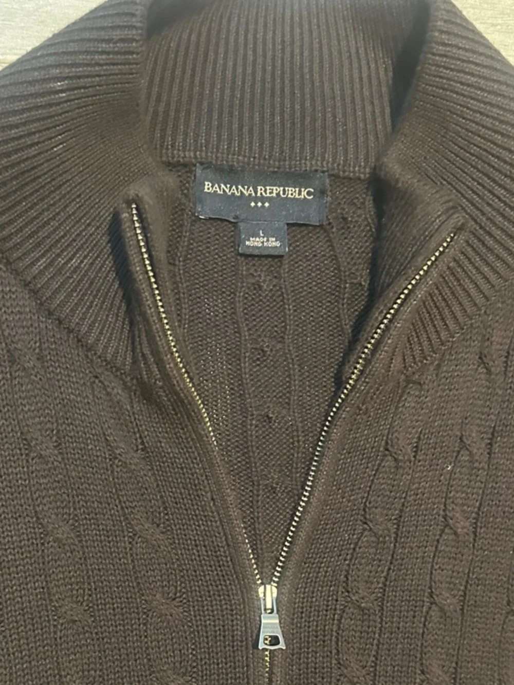 Banana Republic Men's Cable-Knit Quarter-Zip Sweater in Dark Brown